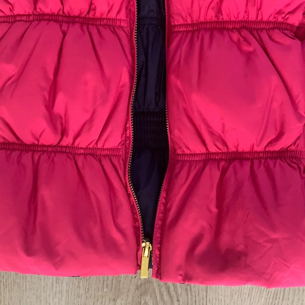 Ralph Lauren Girls Reversible Down Puffer Vest, Pink‎ & Navy sz 16 XL logo fall